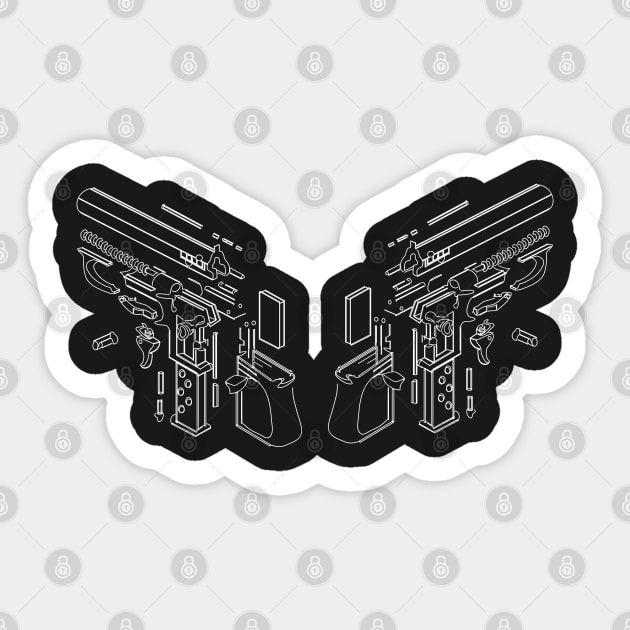 Twin Guns Sticker by Sirenarts